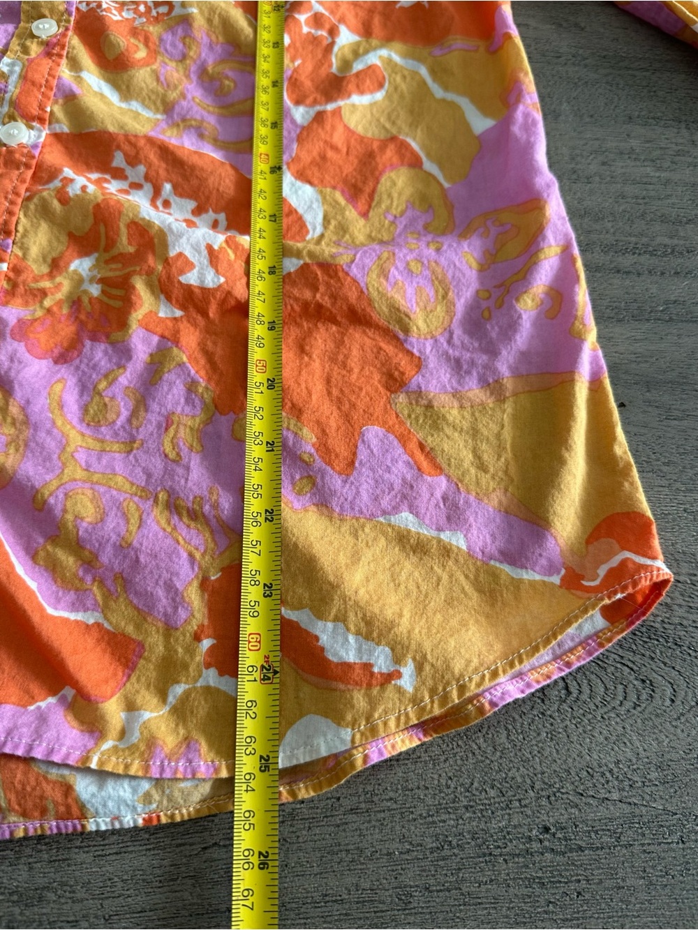 J. Crew Floral Button-Up in Orange, Pink & White Cotton top. S - Picture 6 of 6